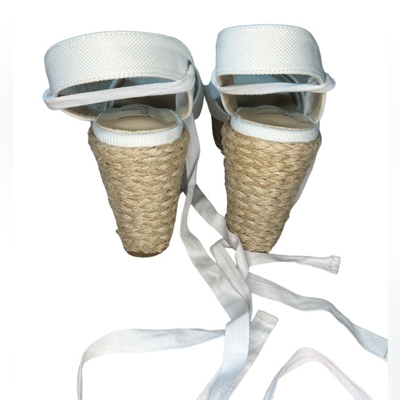 SOLD NEW Lulu’s Esme White Lace-Up Espadrille Wedges - Picture 6 of 9